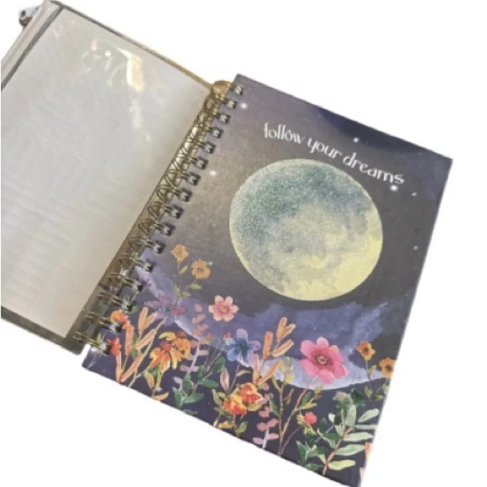 Follow  your dreams Floral Moon Spiral Notebook journal